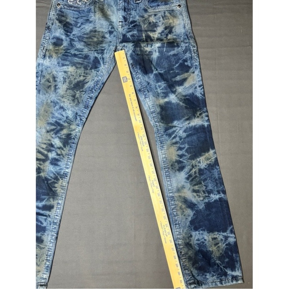 Rock Revival Teles Alt Straight Blue Tie-Dye Embellished Jeans 30/32 - Picture 6 of 9